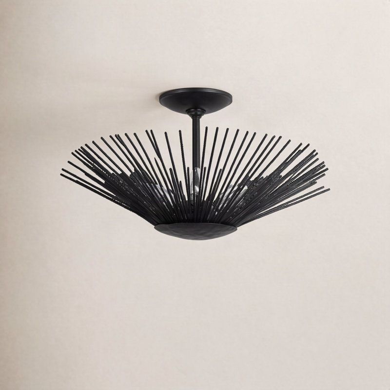 Plafonnier semi-encastré 17 po à 3 lumières Frodsham par Alexa Hampton, Fer vieilli