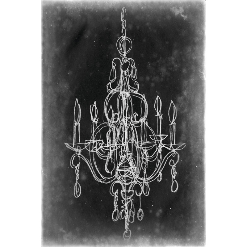 Chalkboard Chandelier Sketch IV by Ethan Harper - Wrapped Canvas Print, 30cm H x 20cm W x 3.8cm D