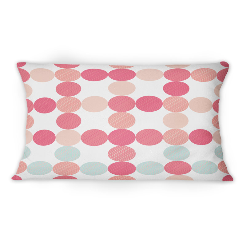 Coussin décoratif imprimé à pois rétro rouge et bleu