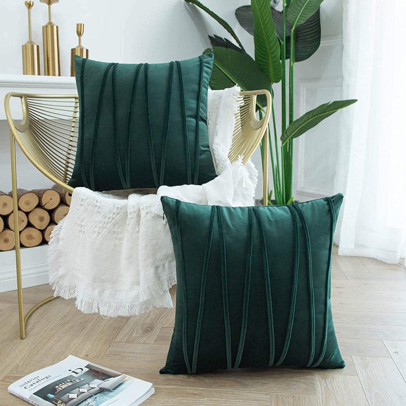Housse de coussin Chevron, 18 po x 18 po, Vert pin