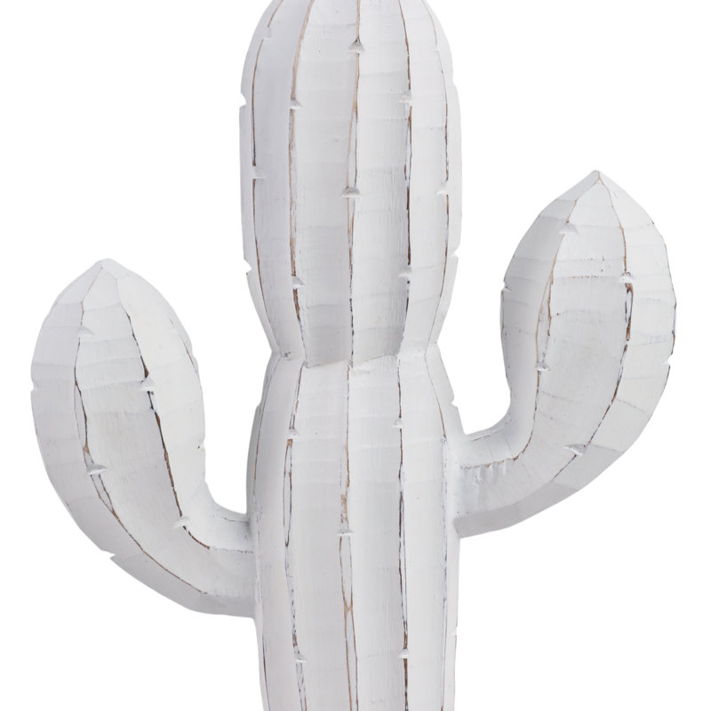 Figurine décorative en bois de cactus pour la décoration intérieure - objet moderne du sud-ouest pour la décoration de table ou de salon - blanc