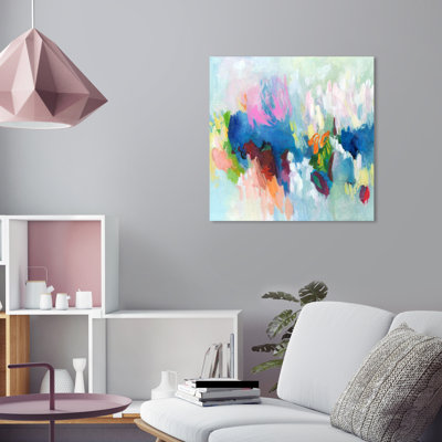 «Wild Jungle Map Abstract Pastel Strokes Modern», peinture sur cadre flottant