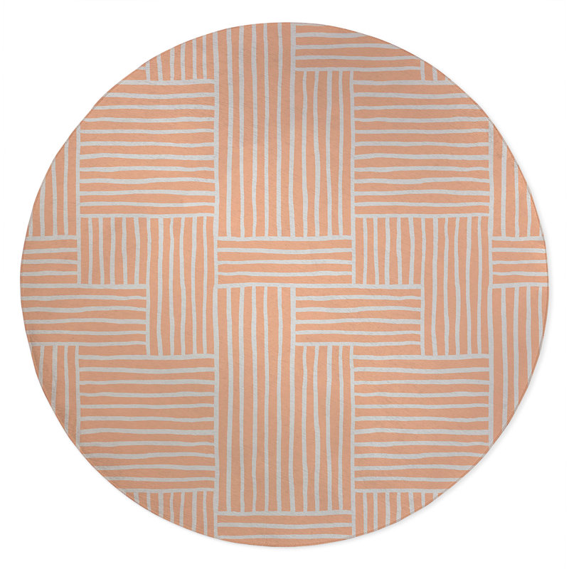 Grid Puz Non-Slip Outdoor Rug, Round 5'