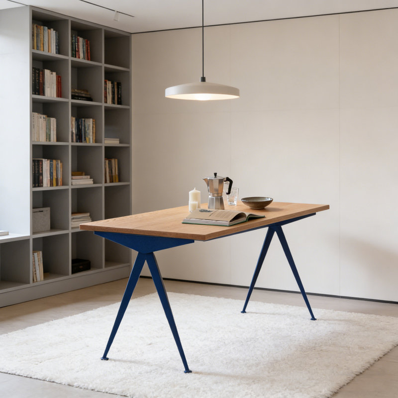 Practical And Creative Design Navy Blue Leg Desk, 29.52" H x 62.99" W x 31.49" D