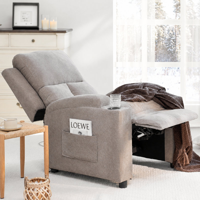 30.71'' Comfortable Modern Recliner with Push-Back Mechanism, and Cup Holders, Gray