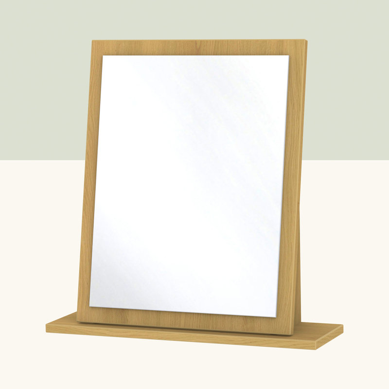 Fully Assembled Grety Dresser Mirror, Modern Oak