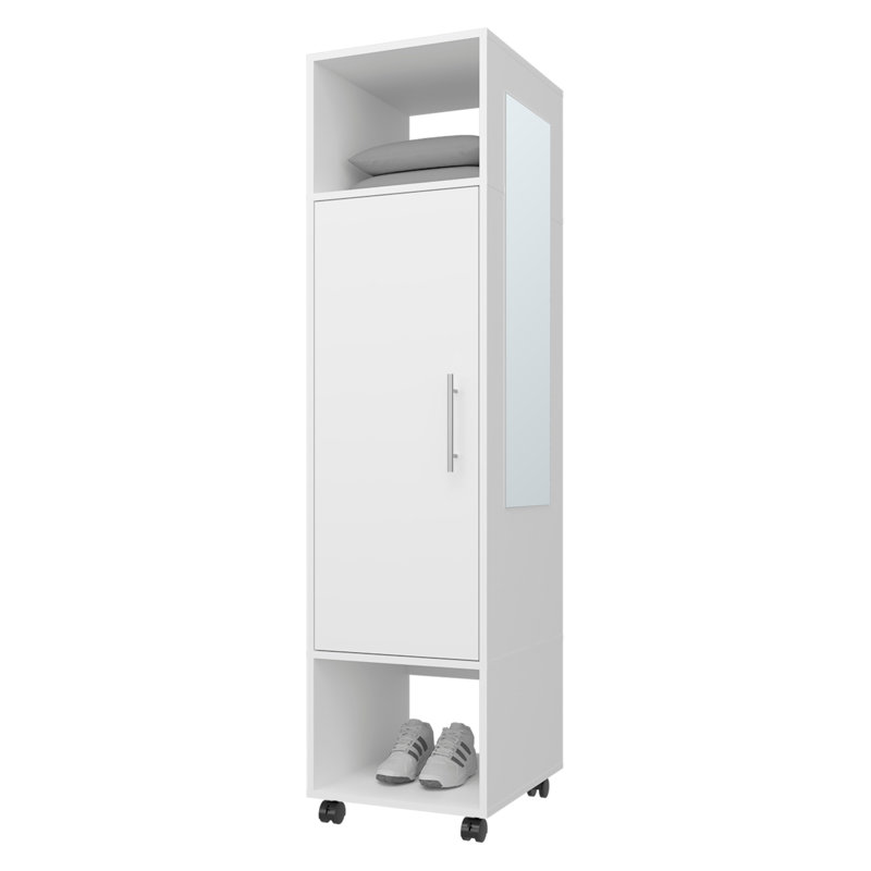 Armoire Summit en mélamine avec miroir, porte et rangement ouvert, Blanc, H 62,9 po x l 18,9 po x P 15,7 po