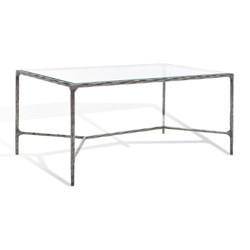 Table basse en fer Evelynn H 18 po x l 40 po, Clair, Argent argent