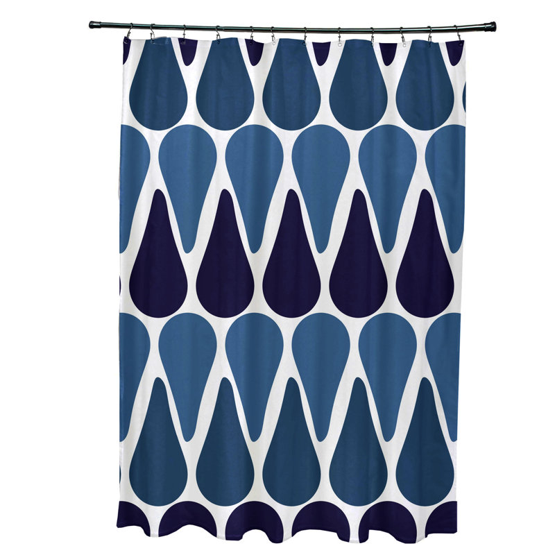 Synthia Geometric Shower Curtain, Navy Blue