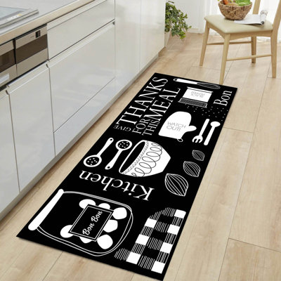 Tapis noir / blanc en jute tissé à la machine Ranburne