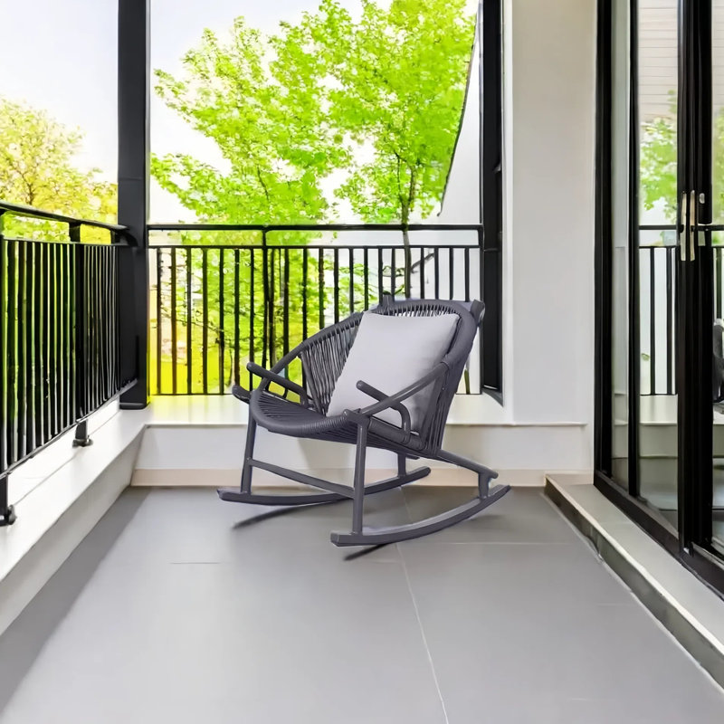 Chaise berçante simple de style décontracté, Gris foncé