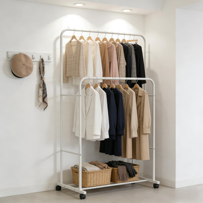 Israfil 31.4" W Double Clothes Rail Rack Garment Hanging