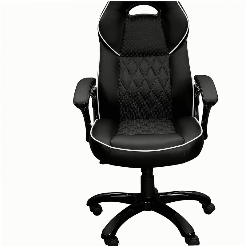 Chaise de bureau de course sportive à haut dossier mobili, noire