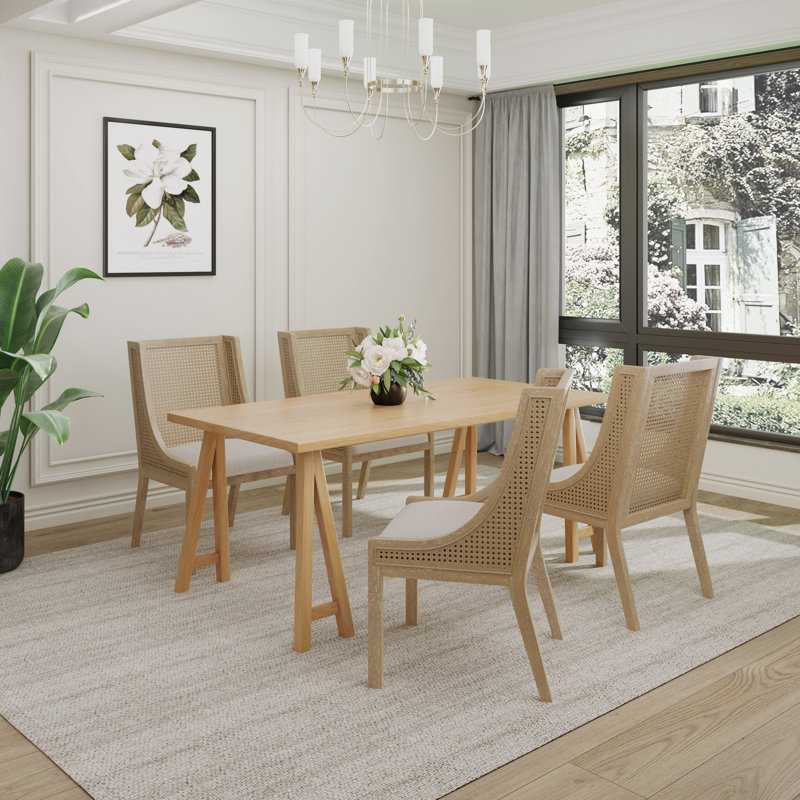 Ensembles de salle à manger Bradski, Beige / chêne naturel, 5