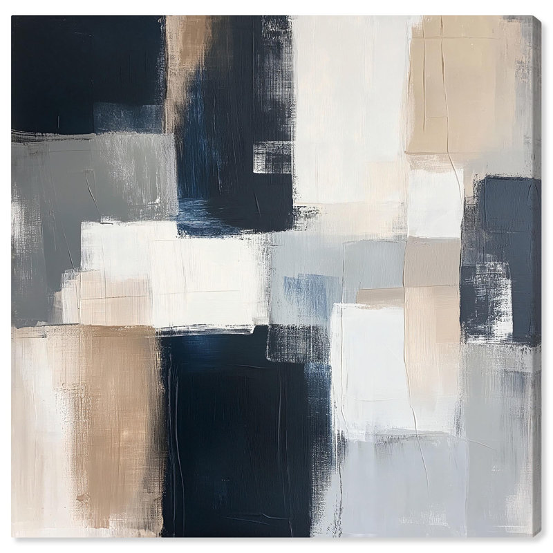 Toile «Blue Undertone I» par Art Remedy, cadre noir, H 16 po x l 16 po, Toile tendue, Toile tendue