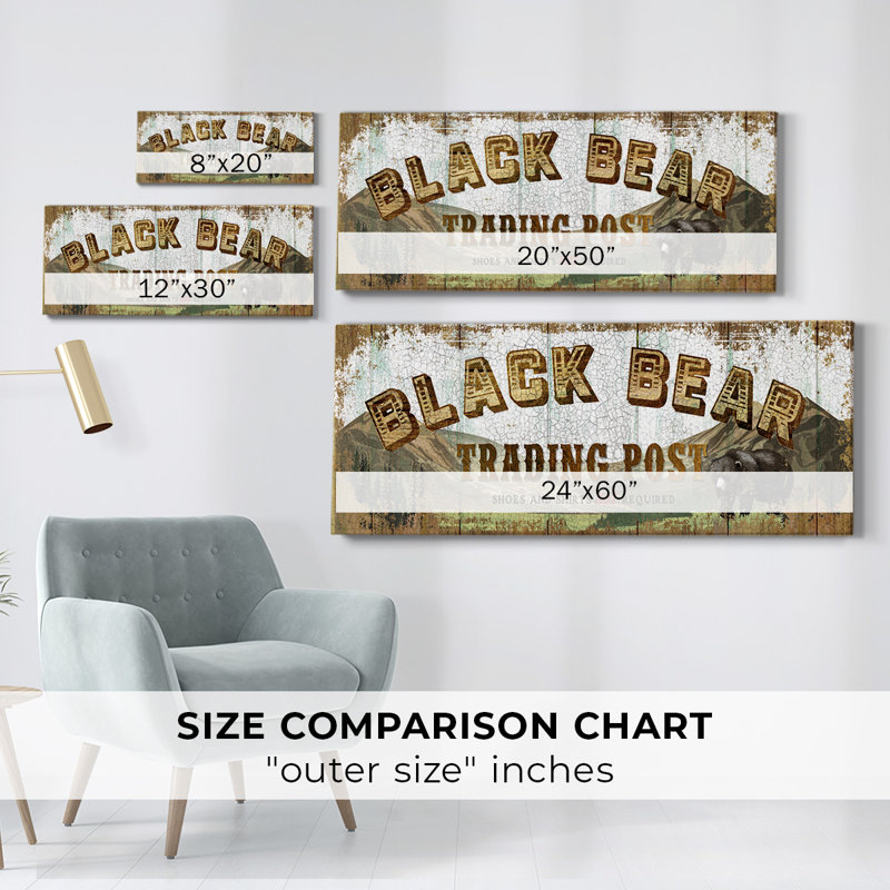 Black Bear Trading Post sur impression sur toile, H 24 po x l 60 po x P 1,5 po