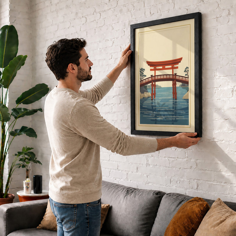 Gate at Stillwater Japandi - Framed Print, Unframed, A3 - 42.0 x 29.7 cm
