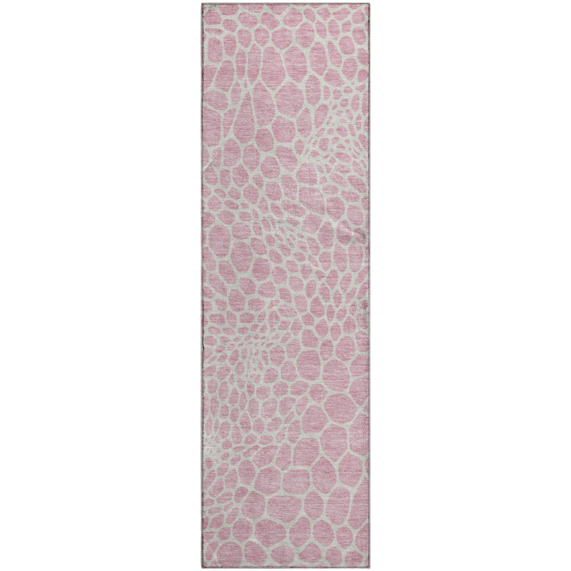 Premium Machine Washable Prisco Pink Rug, Runner 2'3" x 7'6"