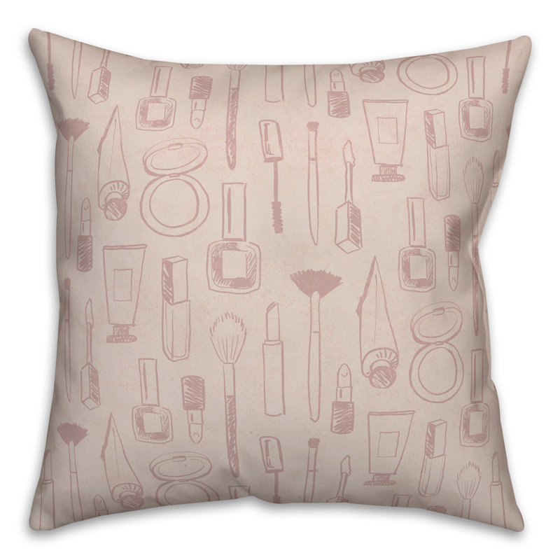 Coussin carré, Rose / blanc