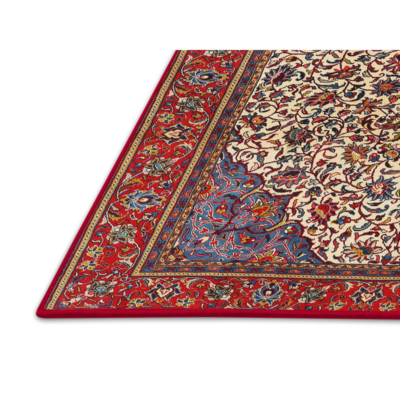 Tapis traditionnel mehroon/noir/crème Kash, Rectangle 7 pi x 10 pi