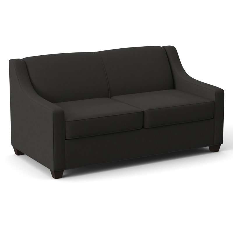 Phillips 68" Square Arm Loveseat with Reversible Cushions, Dillon Black, Cafelle