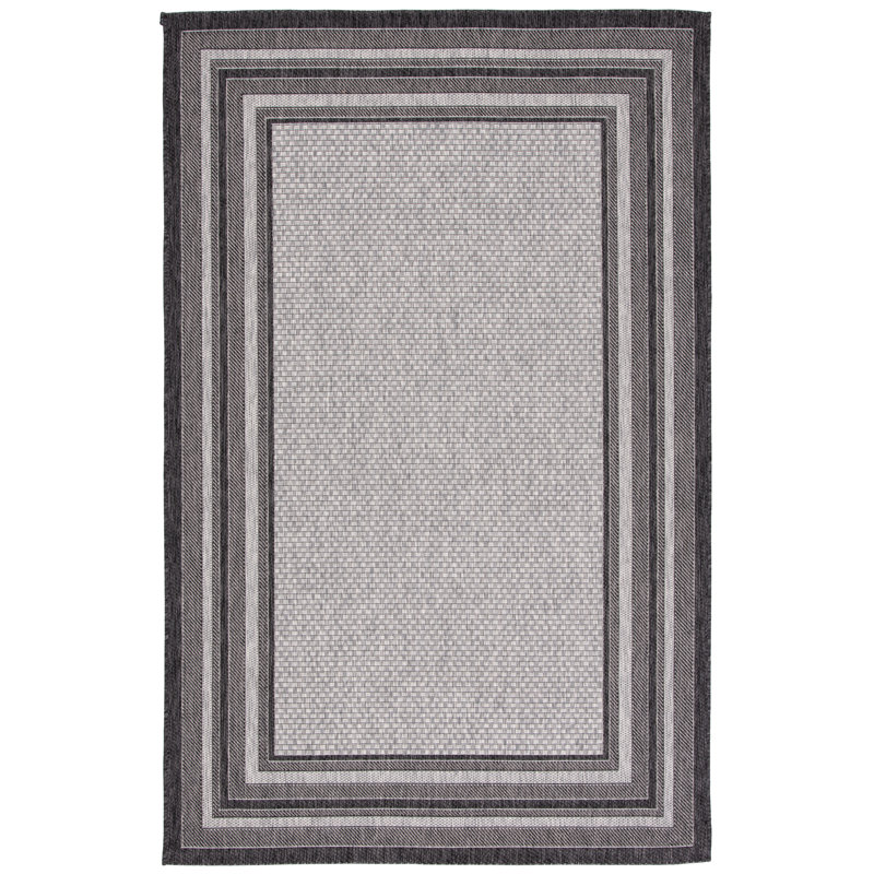 Tapis tissé à la machine Chapa, Light Grey/Black, Rectangle 4 pi x 5 pi 7 po