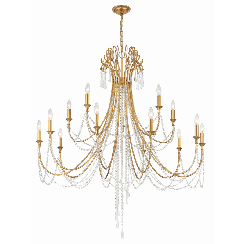 Storrs 15 - Light Dimmable Classic / Traditional Chandelier, Antique Gold