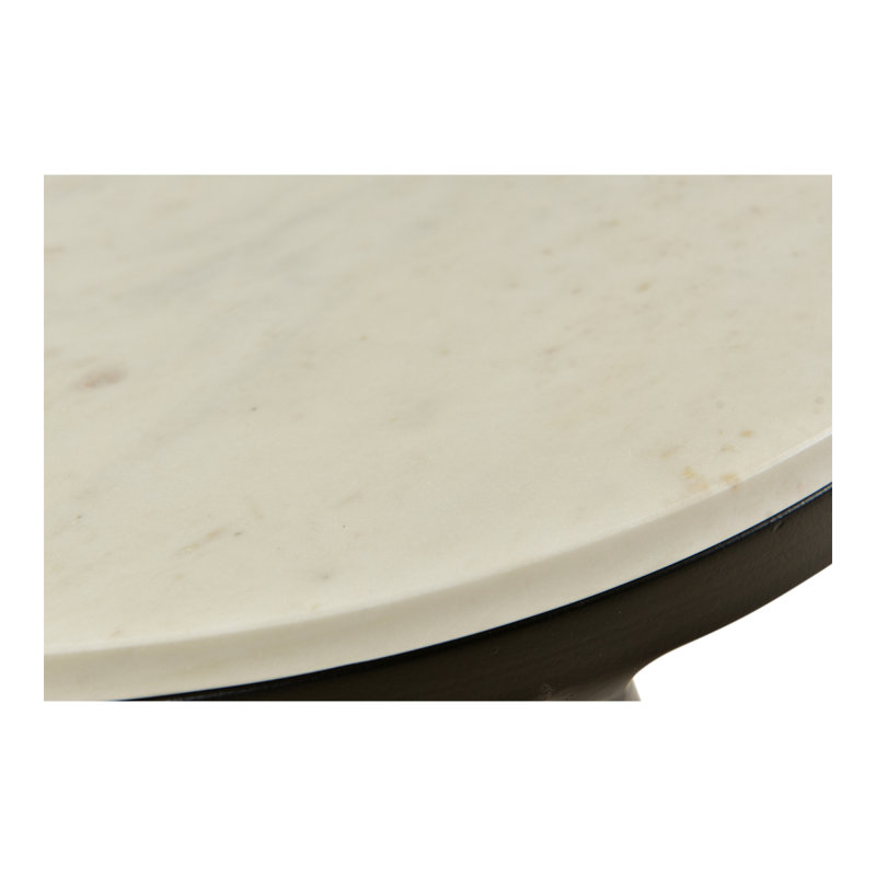 Table d'appoint en marbre - base noire élégante avec plateau blanc glamour