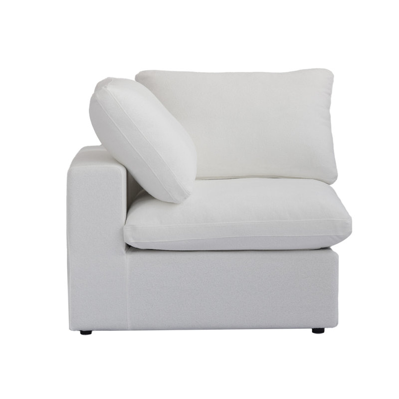 Fauteuil d'angle à housse en lin mélangé, Blanc