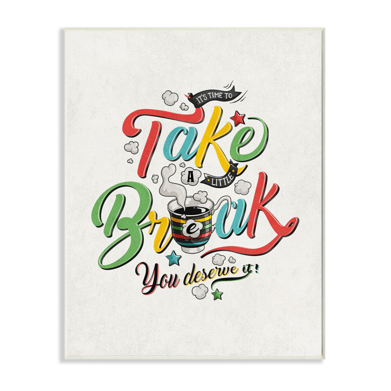 «Take a Break Inspirational Comic Book Word Design» par Ester Kay, impression sur toile, Toile tendue, H 20 po x l 16 po