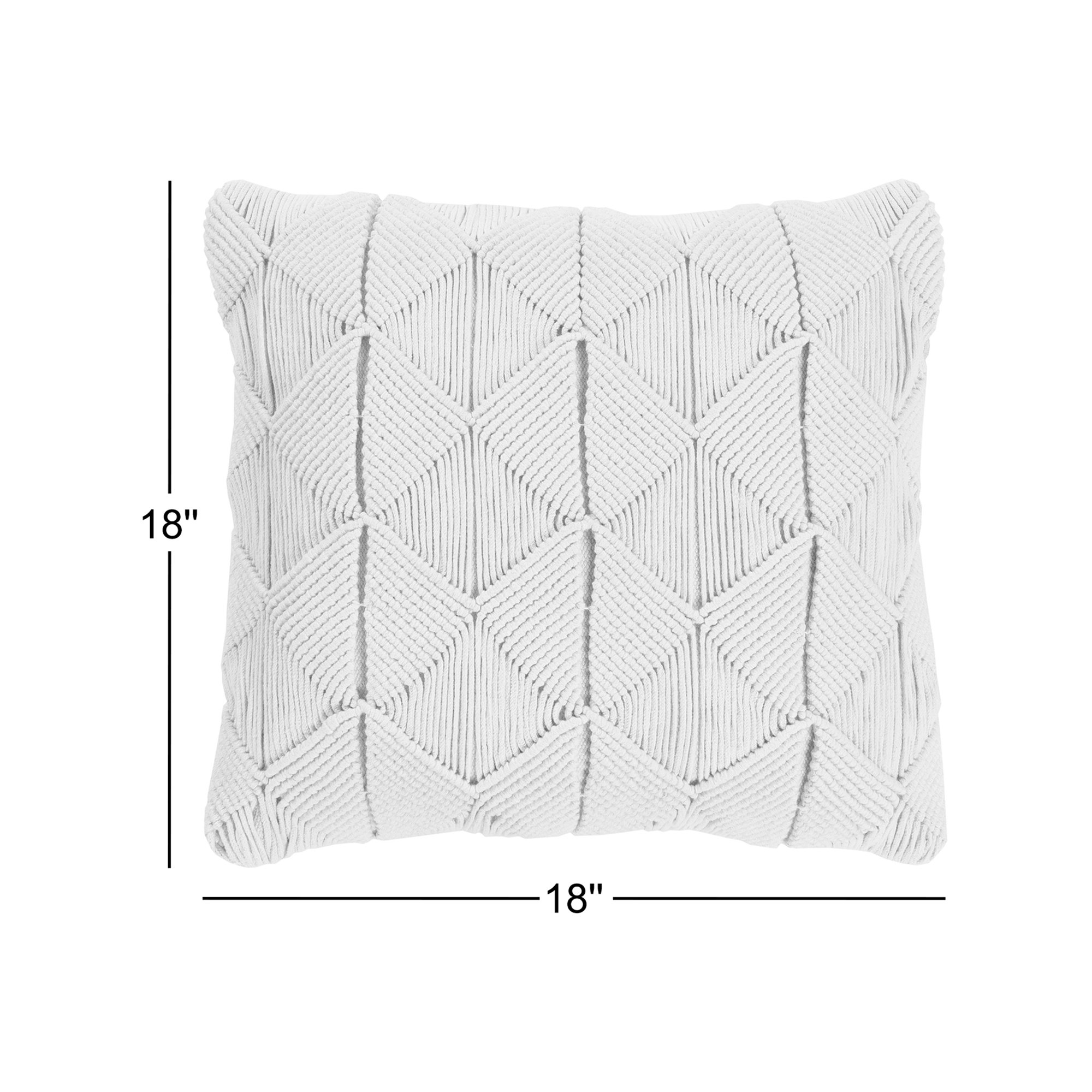 Migramah Cotton Throw Pillow, Down Fill, Cream, 18" x 18"