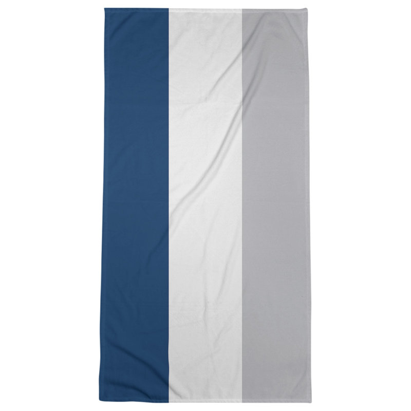 Cotton Blend Lightweight Bath Towel, Navy Blue/White/Cool Gray
