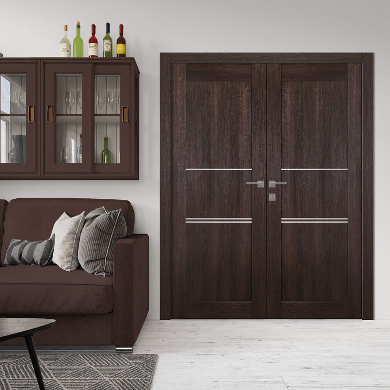 Porte standard à panneaux en bois manufacturé Avon 07 3H, 59,5 po x 79,37 po, Chêne, Droite