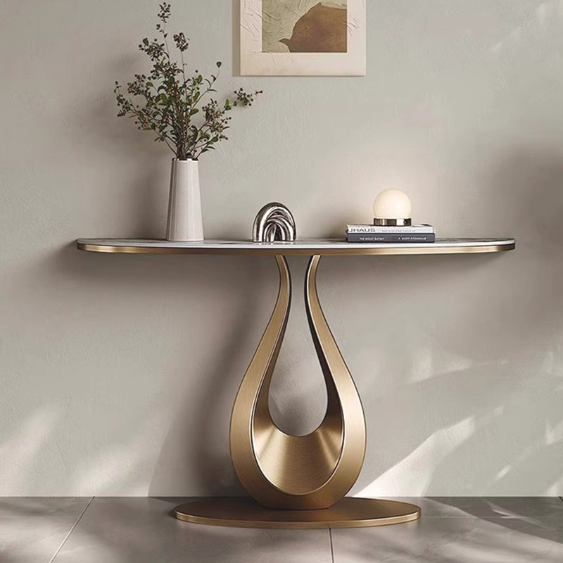 Light luxury style simple console table, 33.5" H x 47.2" W x 13.8" D, Gold