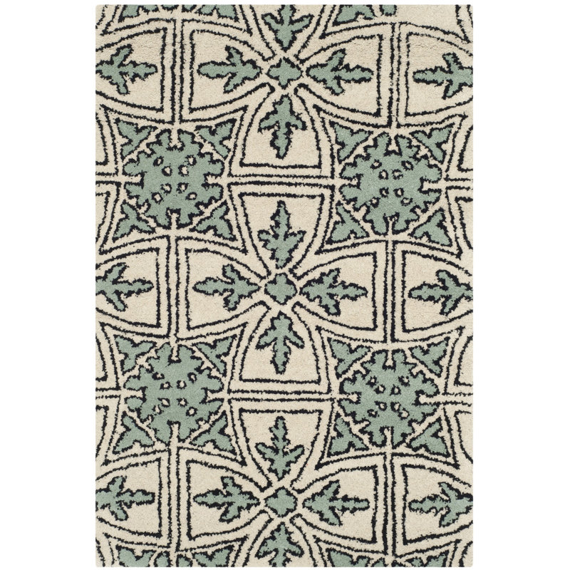 Martelange Handmade Tufted Wool Green Area Rug, Rectangle 2' x 3'