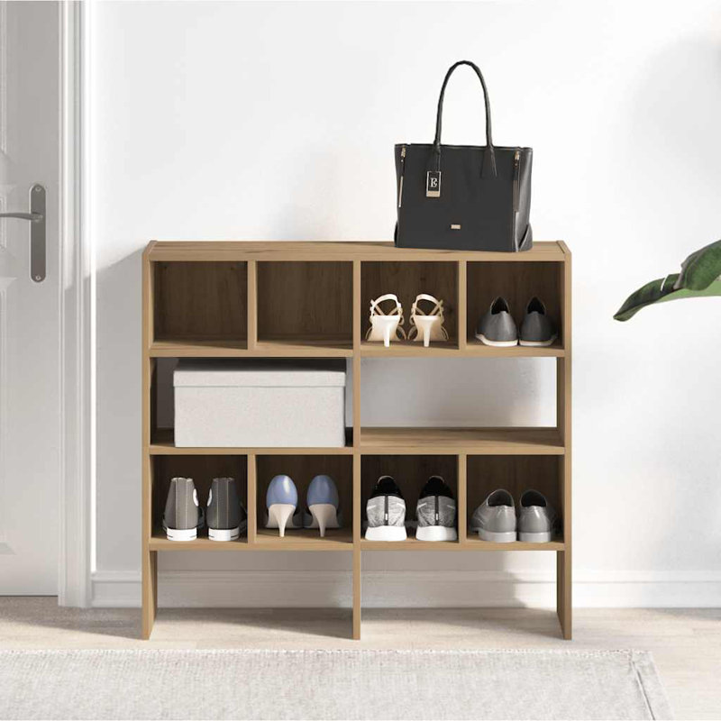Bayah 8 Pair Stackable Shoe Rack, Artisan Oak