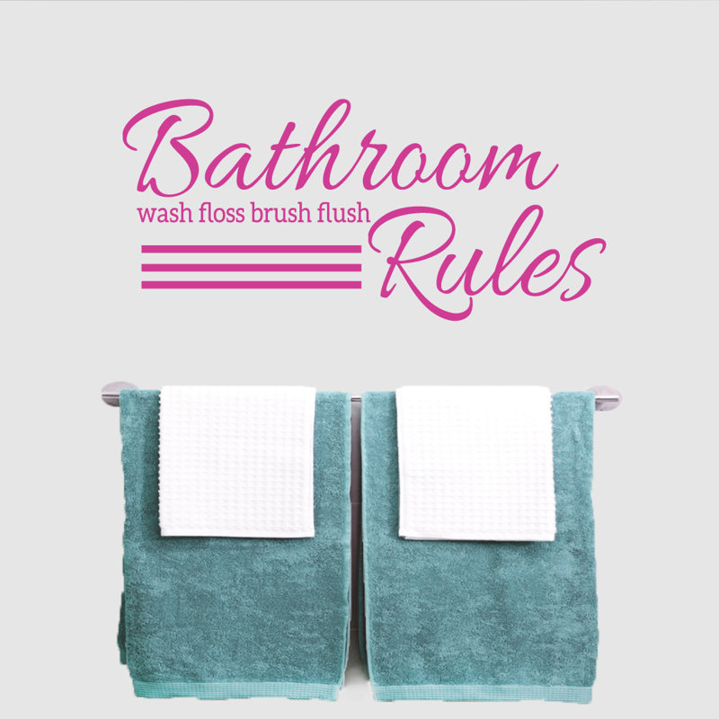 Décalcomanie murale règles de salle de bain, Rose vif