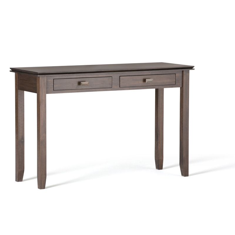 Artisan 46"W Solid Wood Transitional Sofa Table with 2 Drawers and Angle-Edged Top, Natural Aged Brown