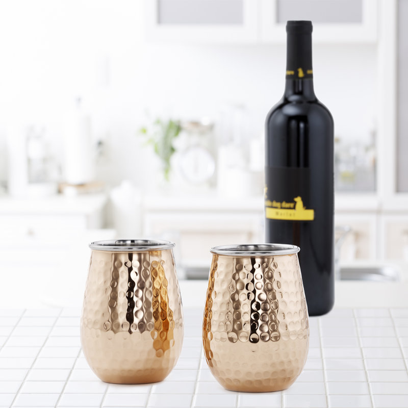 Verre à vin sans pied en acier inoxydable de 17 oz