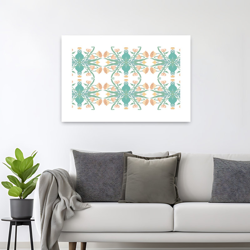 Art contemporain, art abstrait fleur printanier, H 32 po x l 48 po