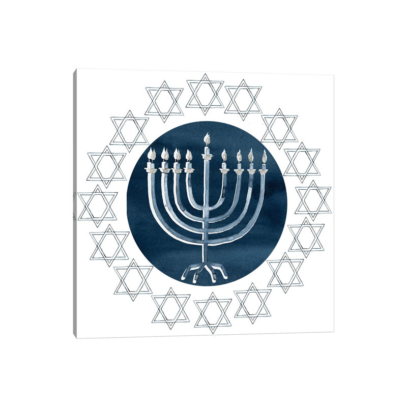 «Happy Hanukkah Collection F» par Grace Popp - impression, Toile tendue, Pas de tapis, H 12 po x l 12 po x P 1,5 po