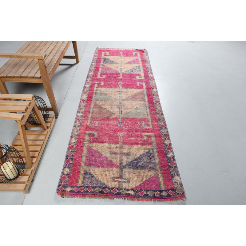Tapis de couloir vintage rose Herki en rose - Tapis de décoration de cuisine antique