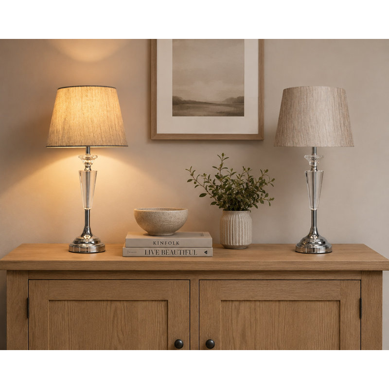 Wauregan 55cm Table Lamp, Beige/Brown/Gold