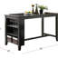Table moderne en bois massif gris pour la cuisine et la salle à manger, hauteur de comptoir avec tablettes de rangement grises, côté-532548862