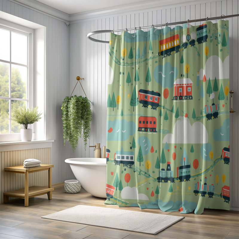 Silly Train - Premium Shower Curtain, 74"H x 71"W