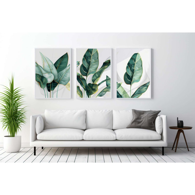 Élégant ensemble de peintures décoratives encadrées (3 pièces), 8,3 x 11,8 pouces | 100% panneau de fibres à densité moyenne avec impression numérique | pour le salon, la chambre à coucher et le bureau, les couleurs vives et l'art moderne