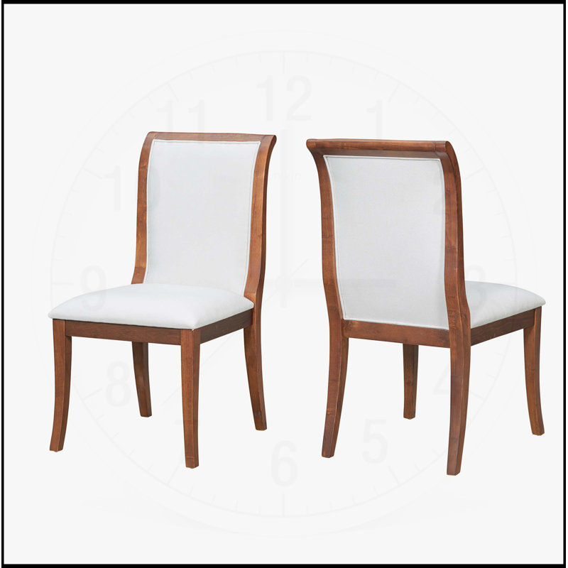 Ensemble de 2 chaises de salle à manger rembourrées à finition noyer - Élégantes chaises d'appoint traditionnelles en tissu avec lignes courbes