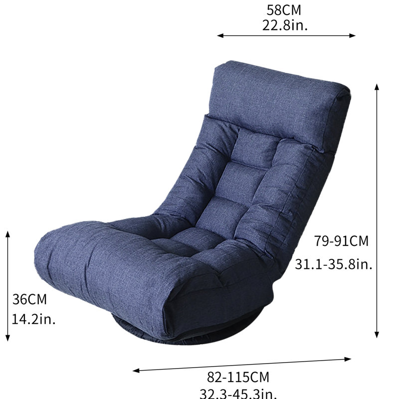Reclining Floor Chair With Metal Frame, 360-Degree Rotation - For Relaxing Navy 3 Adjustment Functions, 28.54 Lb Weight Home Use