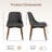 Dark Grey Upholstered Dining Chairs with Oak Wooden Legs Set of 2-2029703315