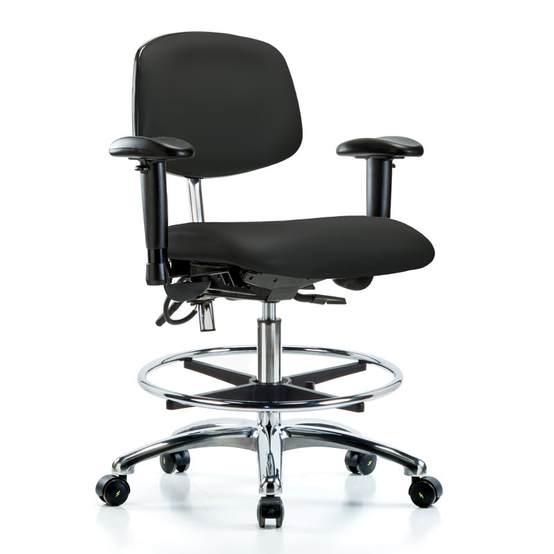 Chaise en vinyle ESD, Noir, Roulettes, Inclus